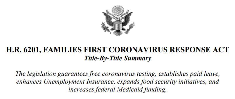 FFCRA – law requiring sick pay for coronavirus, starting April 2, 2020